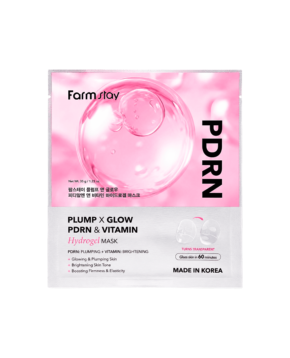 Гідрогелева маска для пружності шкіри з PDRN Farm Stay Plump X Glow PDRN & Vitamin Hydrogel Mask