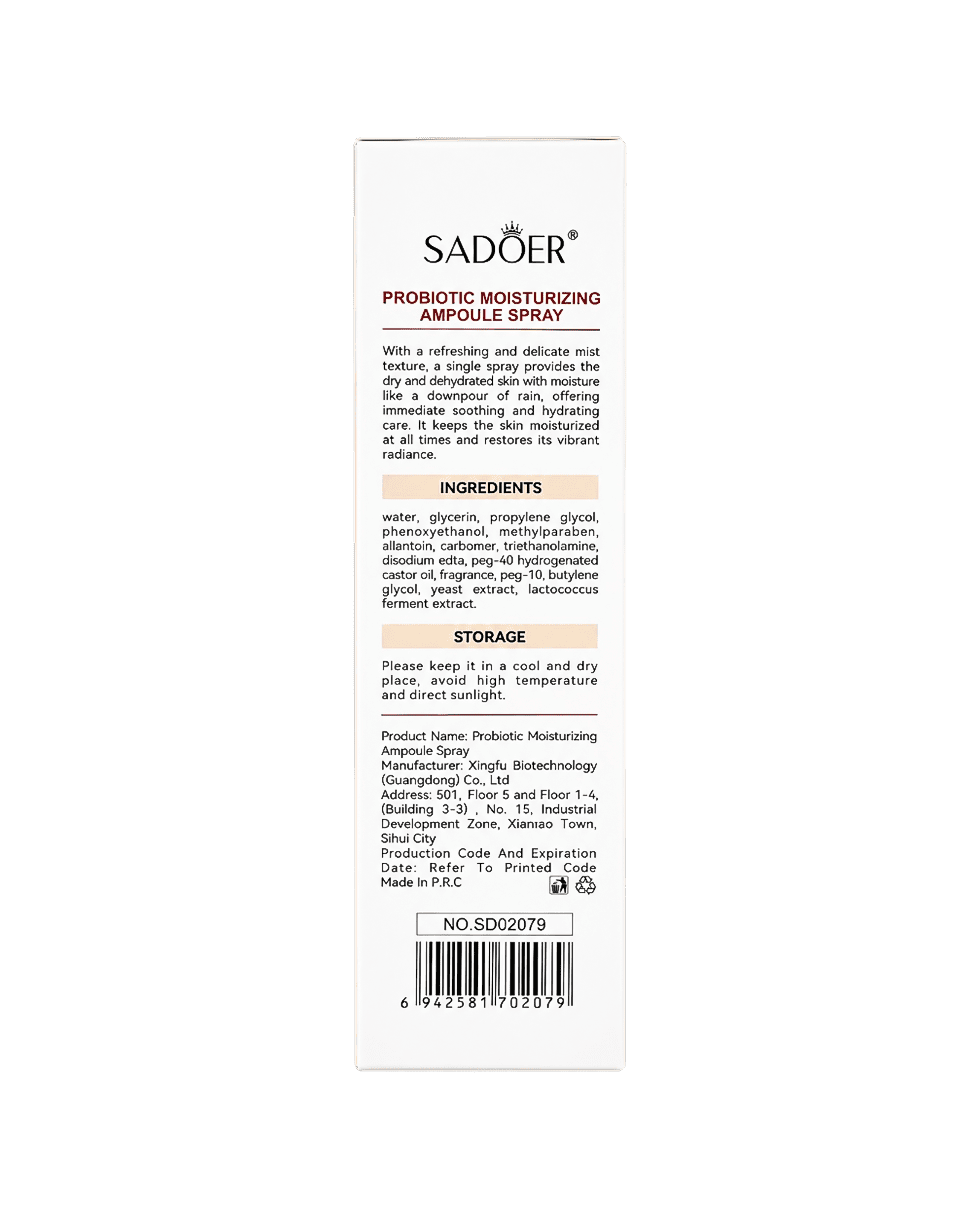 Сыворотка-спрей для лица с пробиотиками Sadoer Probiotic Moisturizing Ampoule Spray