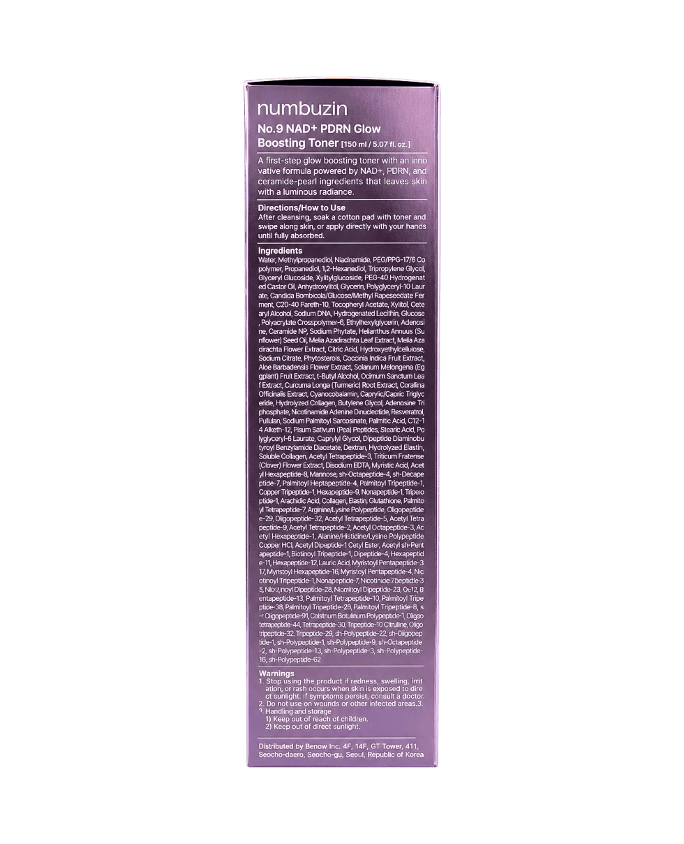 Тонер с NAD+, пептидами и PDRN Numbuzin No.9+ NAD+ PDRN Glow Boosting Toner