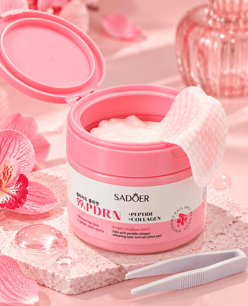 Педы для лица с коллагеном, пептидами и PDRN Sadoer PDRN Pink Peptide Collagen Whitening Spot Removal Cotton Pad
