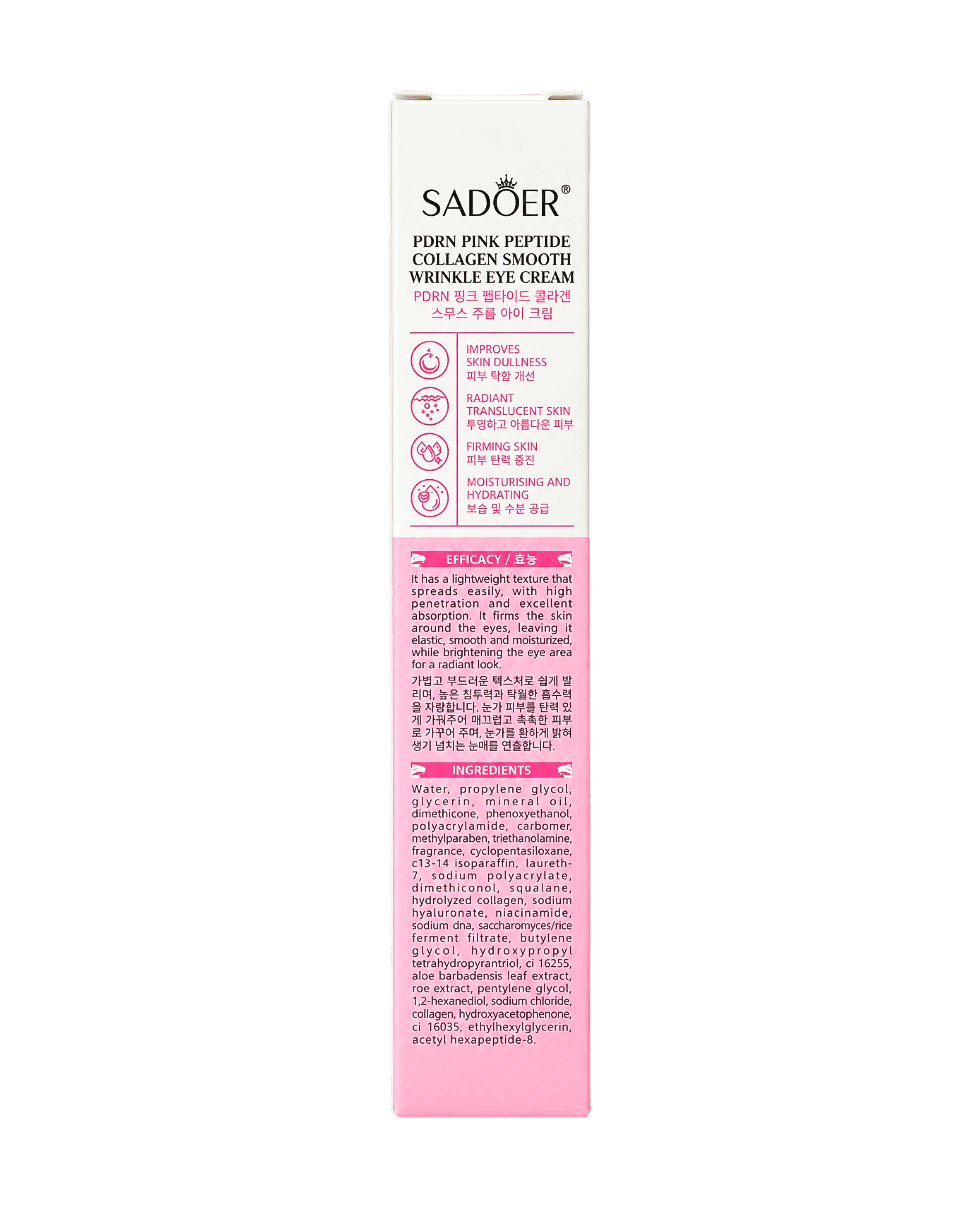 Крем вокруг глаз с коллагеном, пептидами и PDRN Sadoer PDRN Pink Peptide Collagen Smooth Wrinkle Eye Cream